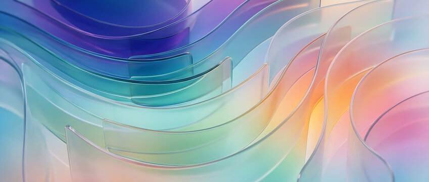 Glass gradient geometry background, 3d rendering.