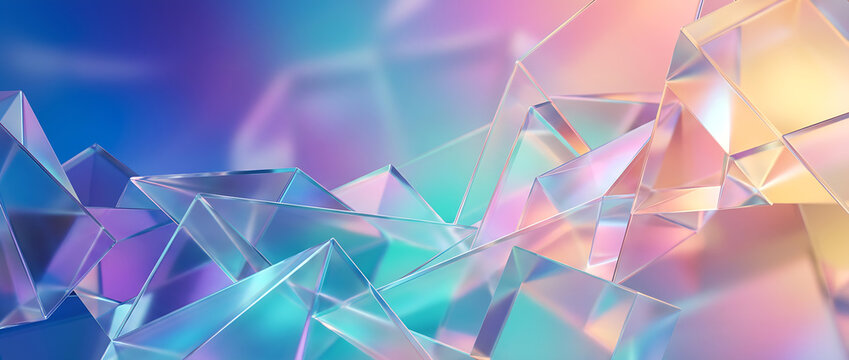 Glass gradient geometry background, 3d rendering.