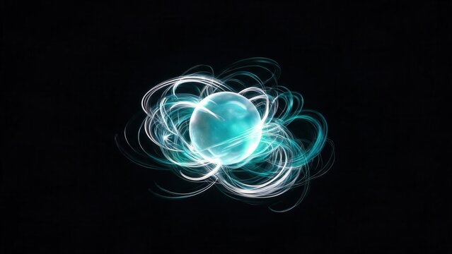 Abstract glowing sphere with swirling lines