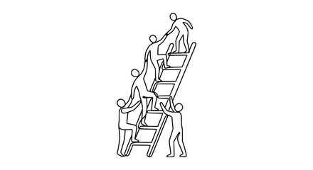 Obraz premium Teamwork, climbing ladder, achieving success