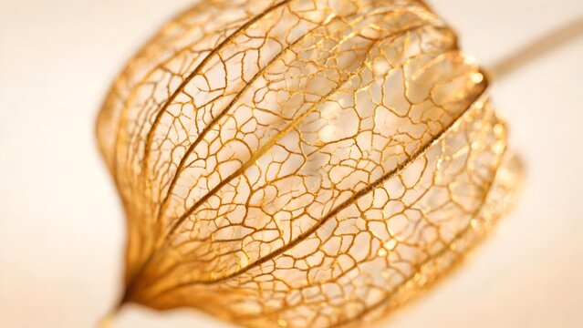 Golden seed pod with intricate veins