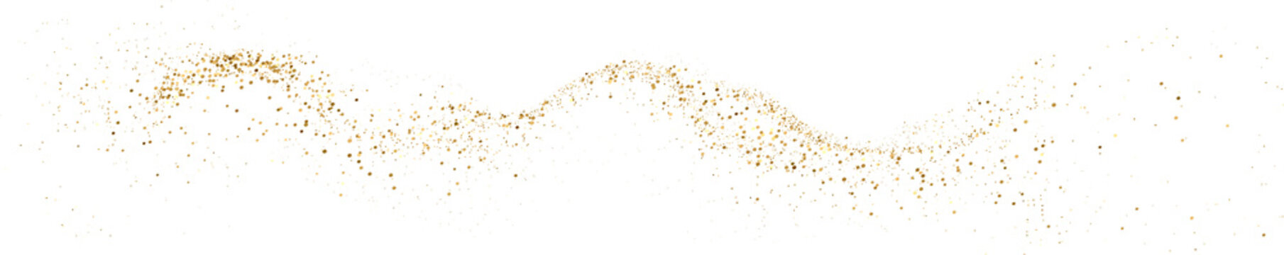Abstract Shiny Gold Glitter design element. Gold Glitter Dust. For New Year, Merry Christmas, Birthday and Wedding greeting card and invitation. Luxury Background design