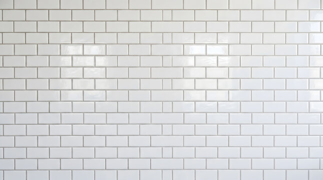 White Subway Tile Wall Background Texture with Clean Minimal Pattern