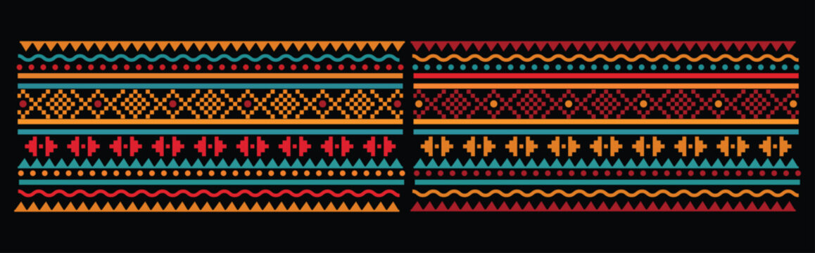 Set of tribal aztec pattern banner background. african style great for textiles art concept web banner. Ethnic background collection. Gypsy geometric motif, mexico or african print design