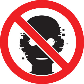 No deepfake prohibited icon sign with deepfake prohibited technology
