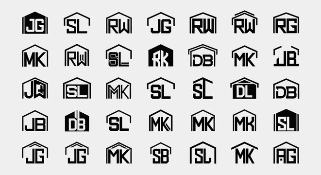 Monogram Logos - Hexagonal House Shape with Initials