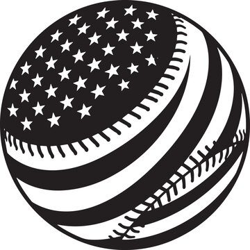 American flag designed as a baseball silhouette on white  background