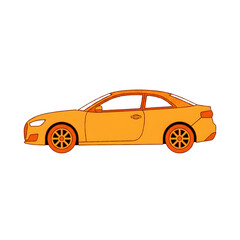 Obraz premium Orange Coupe Car Vector Illustration - Modern Sporty Vehicle Icon