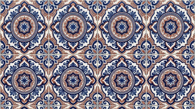 Seamless pattern with traditional portuguese blue and white ceramic tile design