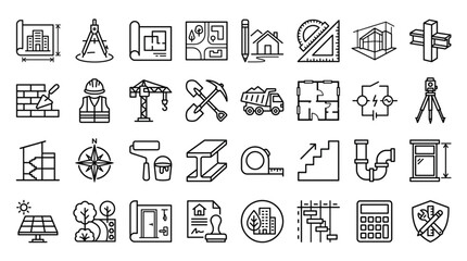 Fototapeta premium Construction and Architecture Icons Set.