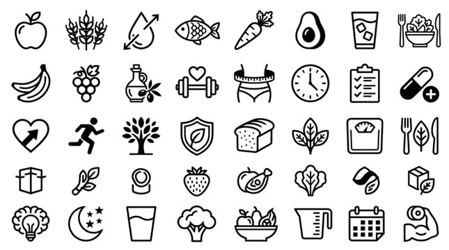 Collection of Health and Wellness Icons.