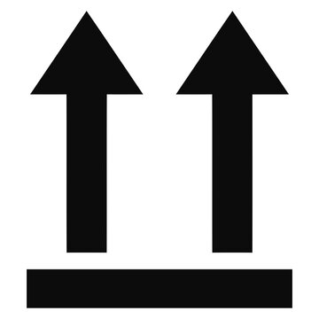 Black this way up packaging symbol on white background