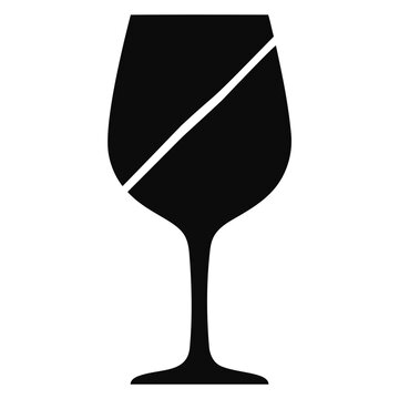 Black wine glass icon with diagonal line on white background