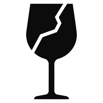 Black silhouette of a broken wine glass icon
