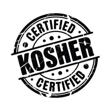 Kosher Certification Stamp With Distressed Texture On White Background