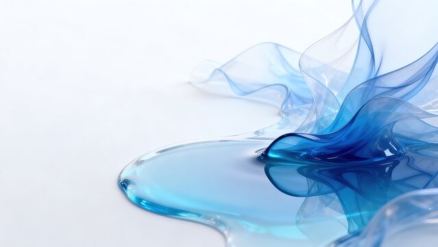 Blue liquid flow on white surface