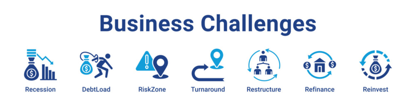 Business Challenges Web Icon Banner and Collection