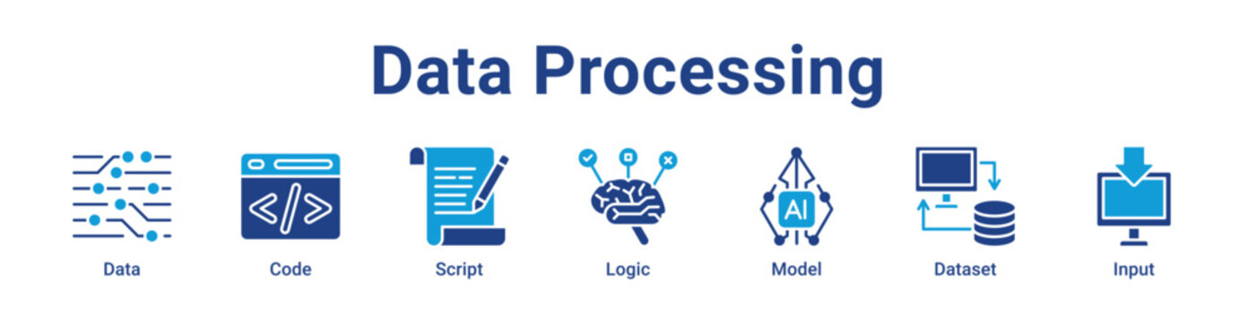 Data Processing Web Icon Banner and Collection