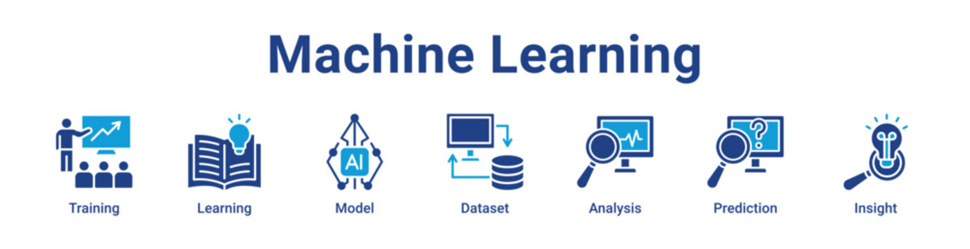 Machine Learning Web Icon Banner and Collection