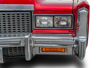 Fototapeta premium Vintage classic car front view featuring intricate grille and chrome accents
