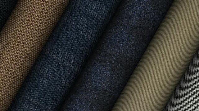 Carefully crafted Italian luxury fabrics rotating to reveal elegant textures superior materials and distinguished textile character