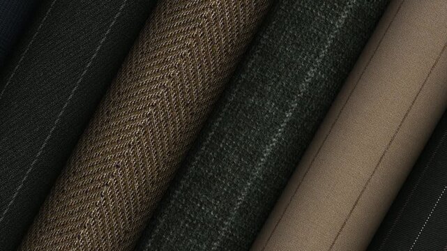 Exclusive woven fabrics from Italy turning smoothly to showcase refined texture luxury appeal and outstanding textile quality