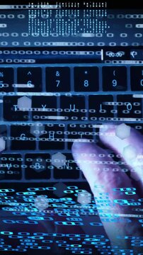 Cyber Threat Intelligence Computer Hacker at Work Behind a Digital Screen in 4K Ultra HD footage

