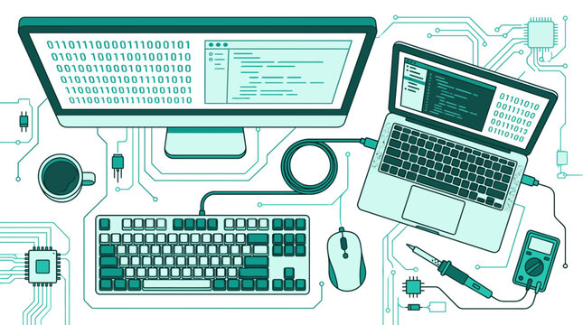 Computer Coding and Electronics Repair Workspace