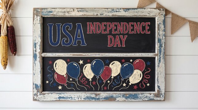 Usa independence day chalkboard sign