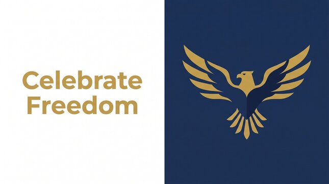 Golden eagle symbol celebrate freedom text