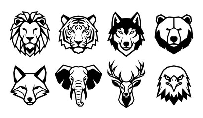 Wild Animal Head Logo Collection Featuring Predator Face Illustrations © Crafts Home
