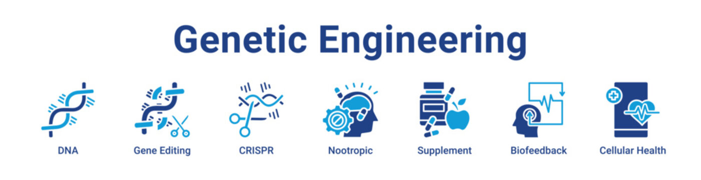 Genetic Engineering Web Icon Banner and Collection