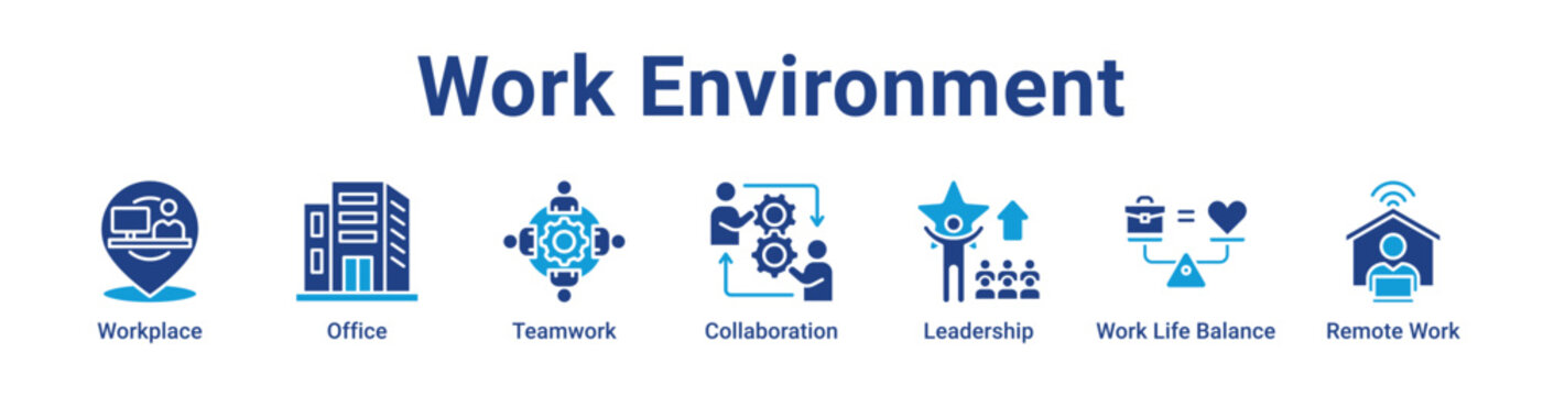 Work Environment Web Icon Banner and Collection