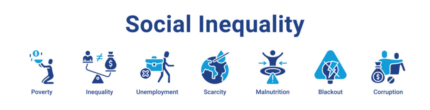 Social Inequality Web Icon Banner and Collection