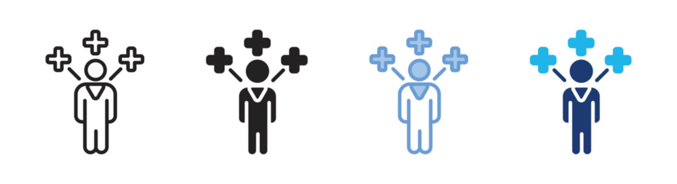 Positive attitude icon set multiple style collection