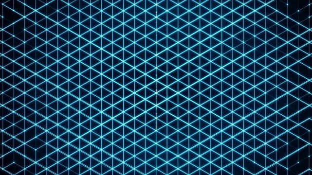 Blue geometric grid pattern on black background