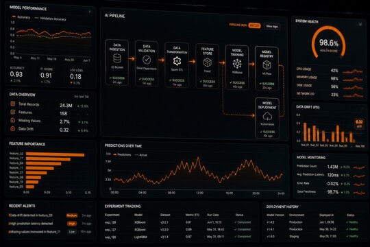 Ai model performance dashboard displaying analytics and metrics