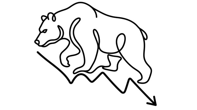 Bear market financial crash downward arrow icon.