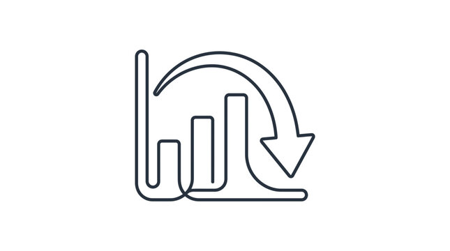 Bar chart showing downward trend with arrow.