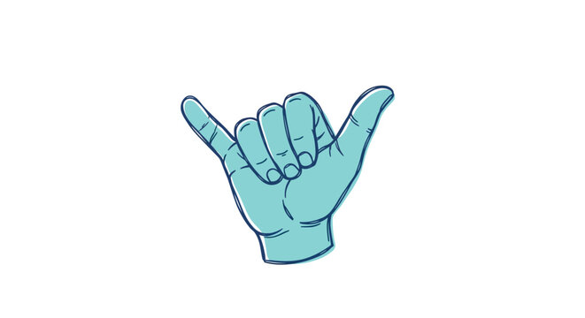 shaka hand gesture vector illustration white background