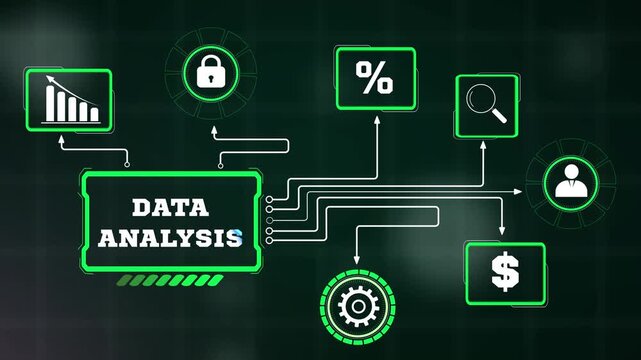 Data analysis loops tracking operational analytics via secure network lines, high tech graphic asset for company software explainers and corporate reviews