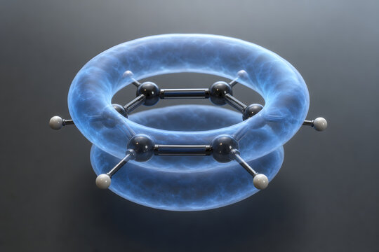 Glowing Aromatic Ring With Delocalized Electron Clouds