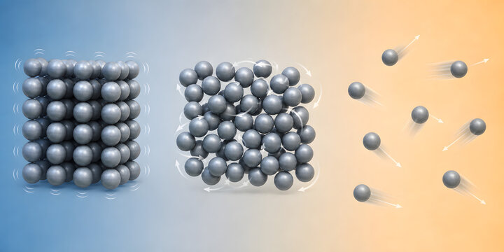 Particle Motion Across Solid Liquid and Gas States