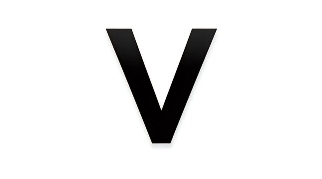 Bold Black Letter V on White Background for Design