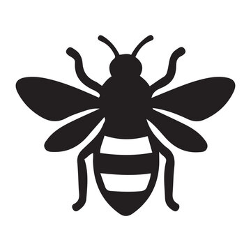 Black honey bee silhouette icon isolated on white background
