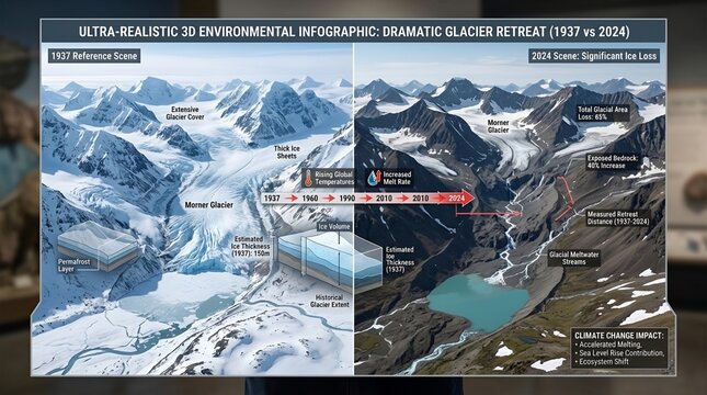 Once Frozen Mountains, Now Silent Rocks: The Loss of Natural Ice Over Time  
کبھی جمی ہوئی پہاڑیاں، اب خاموش پتھر: وقت کے ساتھ قدرتی برف کا ختم ہونا