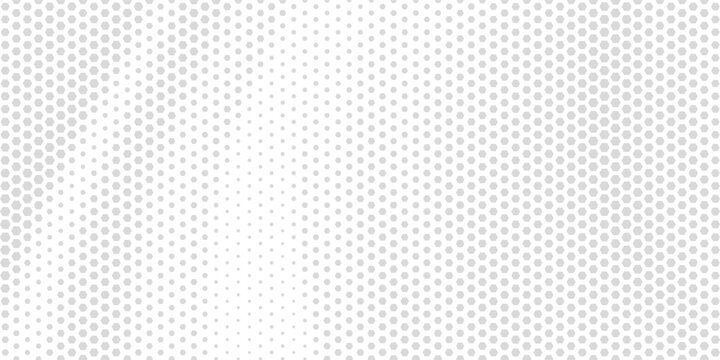 Minimalist grey halftone background with abstract wave pattern. Modern white geometric dot grid texture vector illustration for clean banner design.