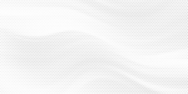 Minimalist grey halftone background with abstract wave pattern. Modern white geometric dot grid texture vector illustration for clean banner design.