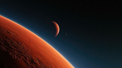 Obraz premium Stunning Mars Landscape with Celestial Bodies Under the Dark Sky