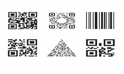 Fototapeta premium Qr Codes and Barcodes Displayed in a Variety of Styles and Patterns Featuring Black and White, Digital, Scanning with Technology and Data Elements